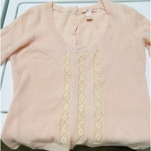 Rebecca Taylor pink cashmere and lace light sweater top